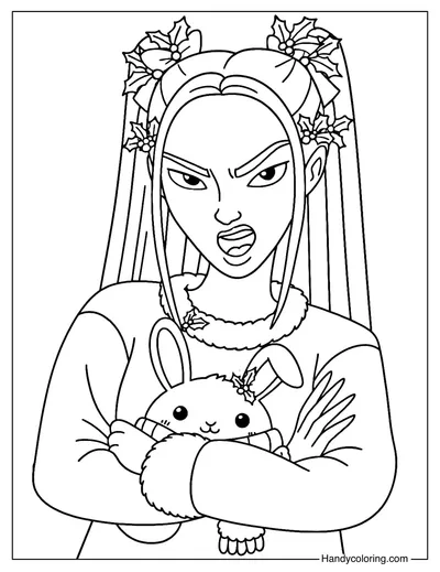 Mira Wearing a Christmas Sweater with Bunny