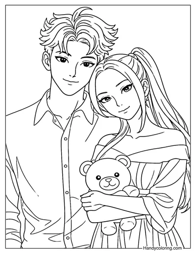 Mira with Abby Holding a Teddy Bear