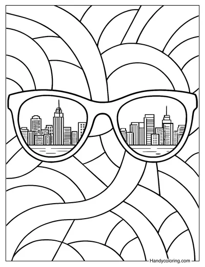 Mirror Sunglasses Reflection Scene Coloring Page