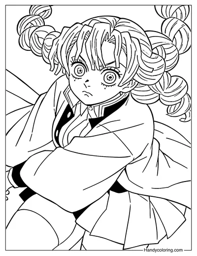 Mitsuri Kanroji Infinity Castle Coloring Page