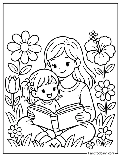 Mom and Daughter Reading Together