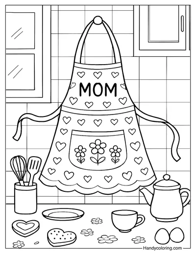 Mom's Apron Coloring Page