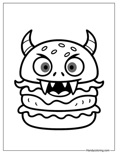Monster Burger Coloring Page