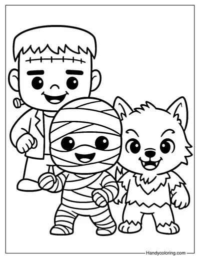 Monster Friends Coloring Page