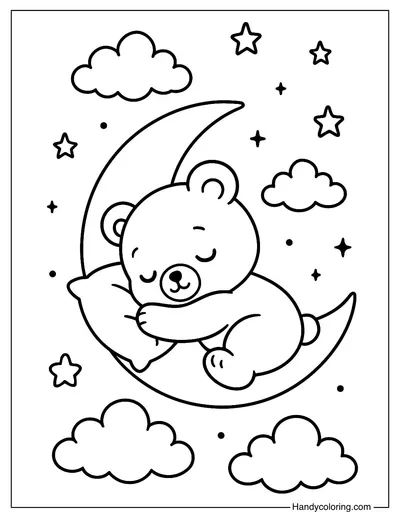 Moon Bear Dreams Coloring Page