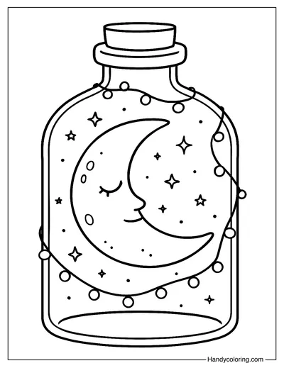 Moon in a Jar Coloring Page