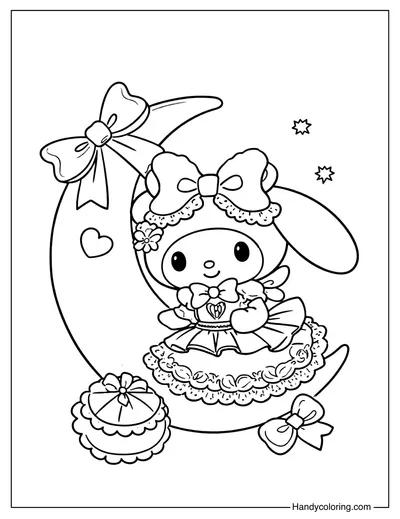 Moon Princess My Melody Coloring Page