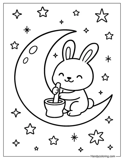 Moon Rabbit Coloring Page