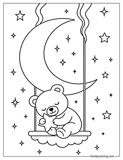 Moonlight Swing Coloring Page