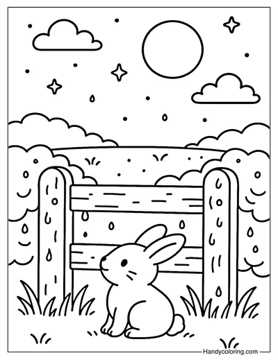 Moonlit Fence Coloring Page