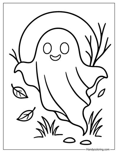 Moonlit Ghost Coloring Page