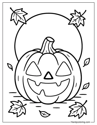 Moonlit Jack-o-lantern Coloring Page