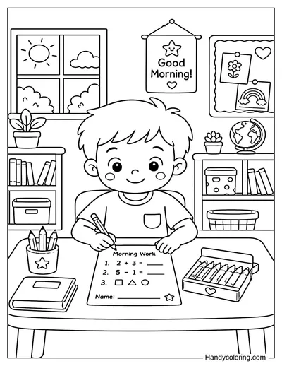 Morning Work at Desk
