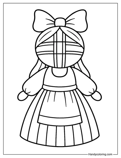 Motanka Doll with Bow Coloring Page