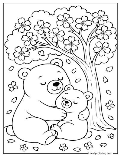 Mother and Baby Bear Coloring Page