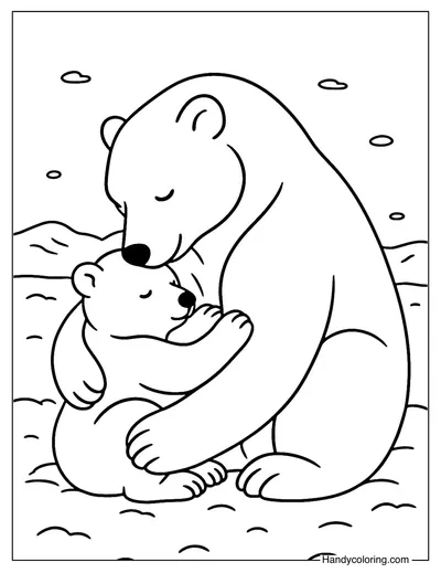 Mother and Cub Polar Bear Coloring Page