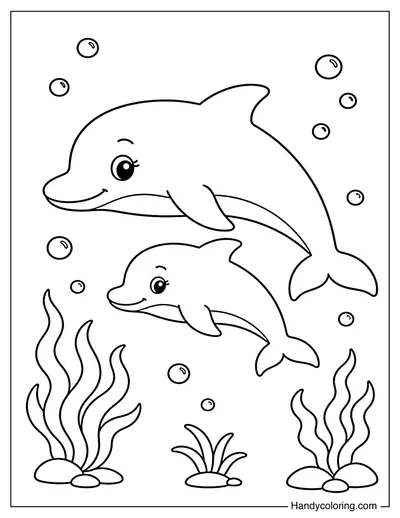 Mother Dolphin and Baby Dolphin