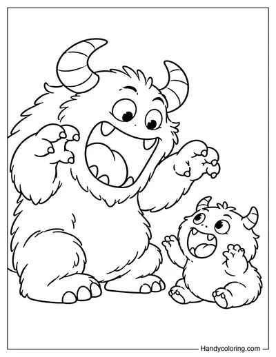 Mother Monster Teaching Baby Monster to Roar