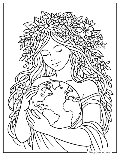 Mother Nature Holding the Earth