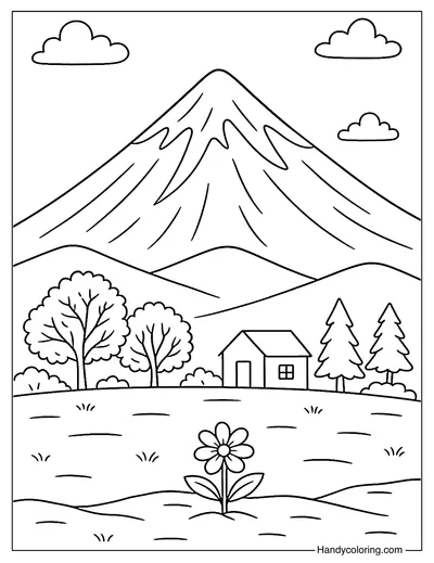 Mount Damavand with Snowcap Coloring Page