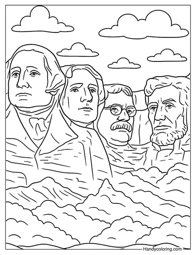 Mount Rushmore Monument Coloring Page