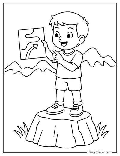 Mountain Hiking Adventure Coloring Page