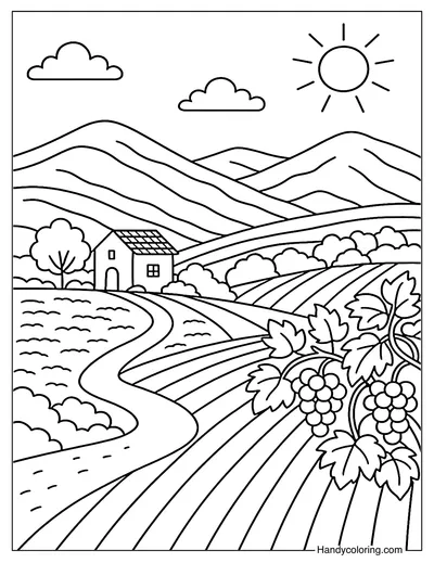 Mountains of Galilee Landscape Coloring Page