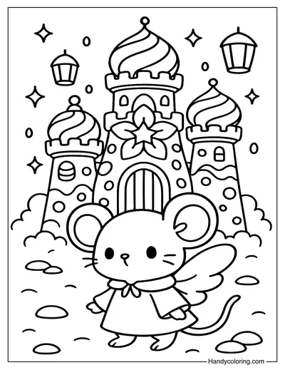 Mouse Castle Guard Coloring Page