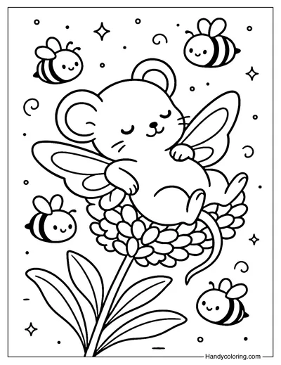 Mouse Lavender Dream Coloring Page