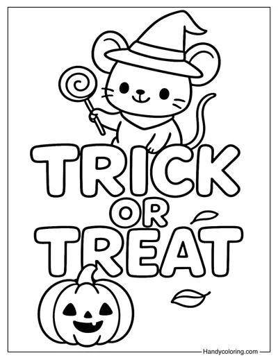 Mouse Trick or Treat Coloring Page