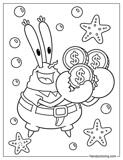 Mr Krabs Holding Coins