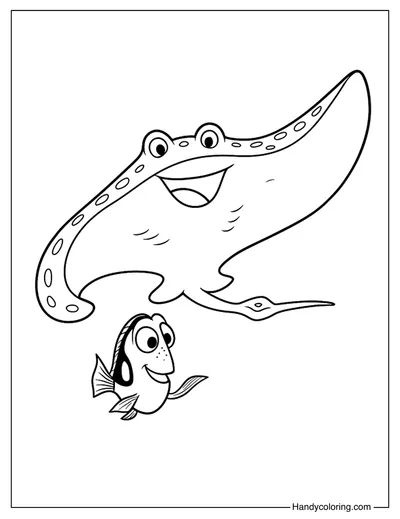Mr Ray and Dory Coloring Page