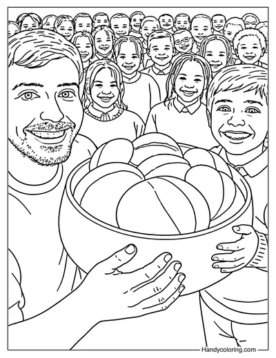 MrBeast Charity Feast Coloring Page
