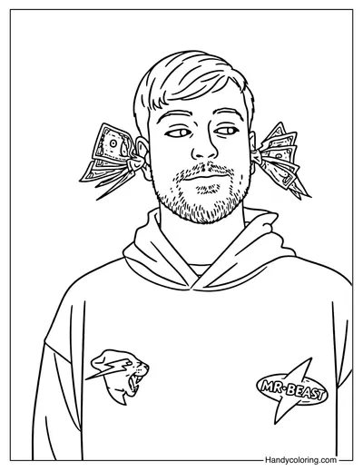 MrBeast Money Ears Coloring Page