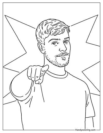 MrBeast with Challenge Coloring Page