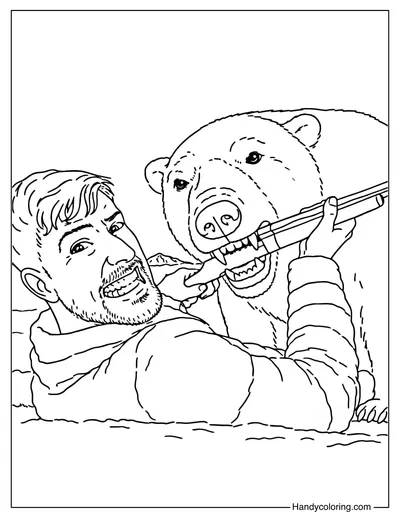MrBeast with Polar Bear Coloring Page
