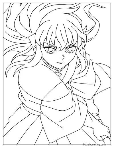 Muichiro Demon Slayer Infinity Castle Coloring Page