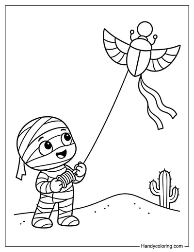 Mummy Flying a Kite in the Desert Breeze