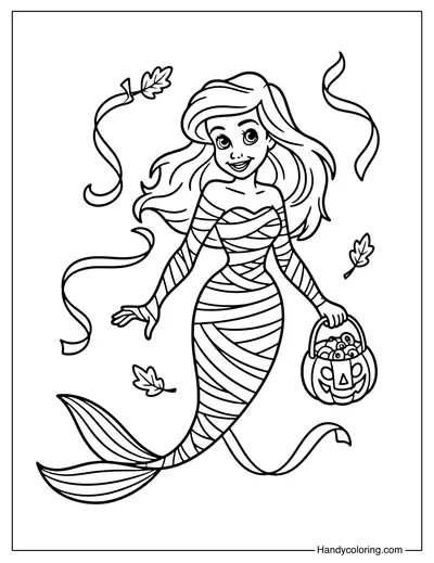 Mummy Mermaid Ariel Coloring Page