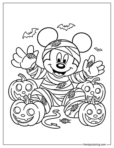 Mummy Mickey Coloring Page