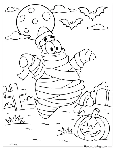 Mummy Patrick Halloween Coloring Page