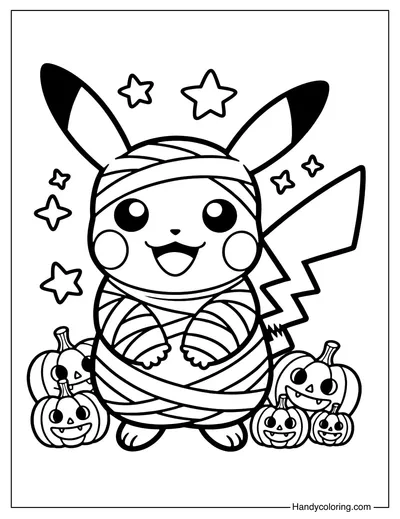 Mummy Pikachu Coloring Page