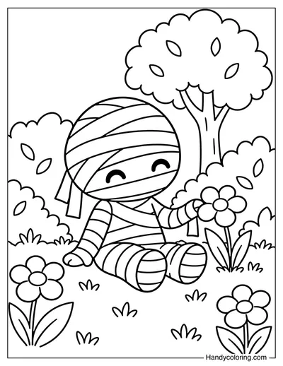 Mummy Resting in a Flower Garden
