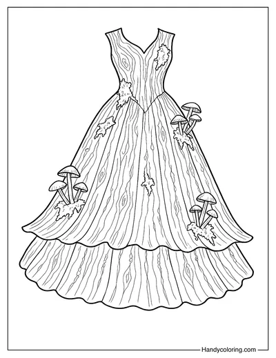 Mushroom Hollow Gown Coloring Page