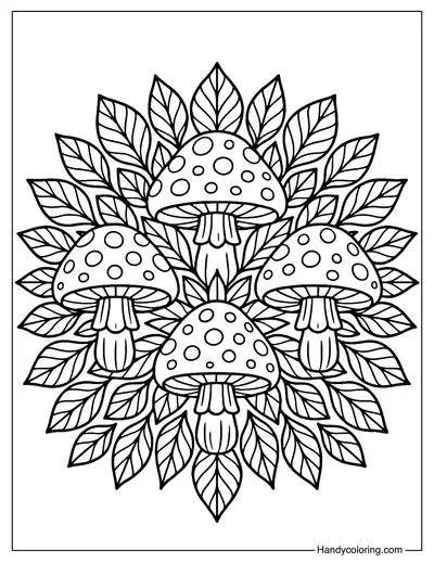 Mushroom Mandala Coloring Page