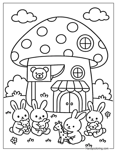 Mushroom Toy Shop Coloring Page