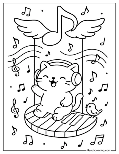 Music Note Swing Coloring Page