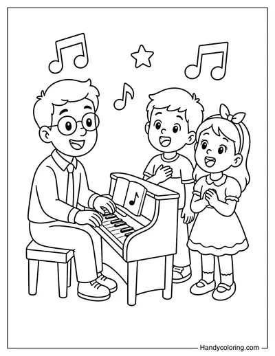 Music Teacher Playing Piano