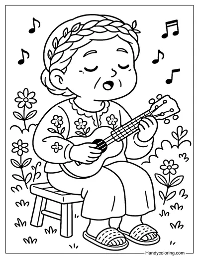 Music Vibes Grandma Coloring Page