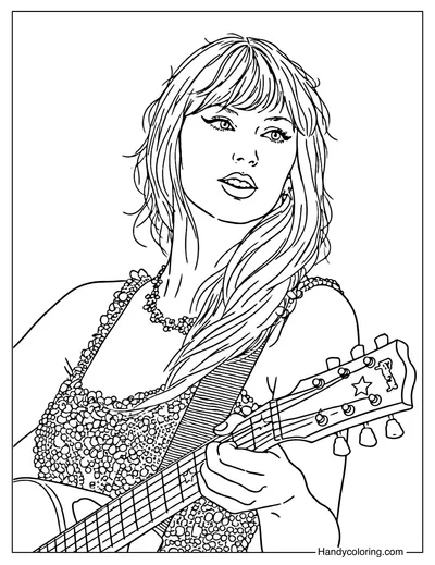 Musical Muse Taylor Swift Coloring Page